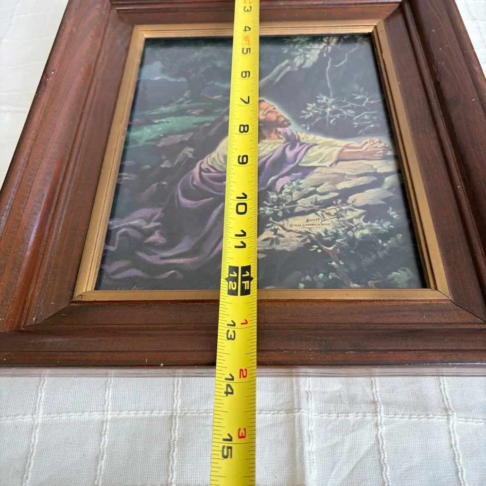 Warner Sallman Christ in Gethsemane Framed Lithograph Vintage 1942 Religious Art